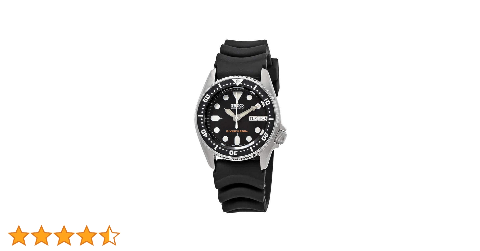 Seiko Men's 5 Automatic SKX013K Black Rubber Self Wind Diving